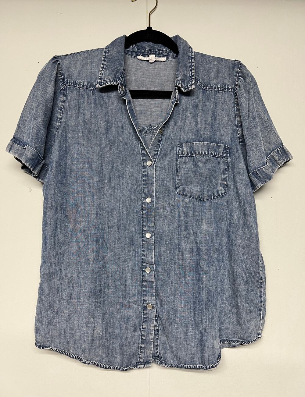 Jane & Delancey Button Front Chambray Shirt Womens Small Oversized Relaxed Boxy